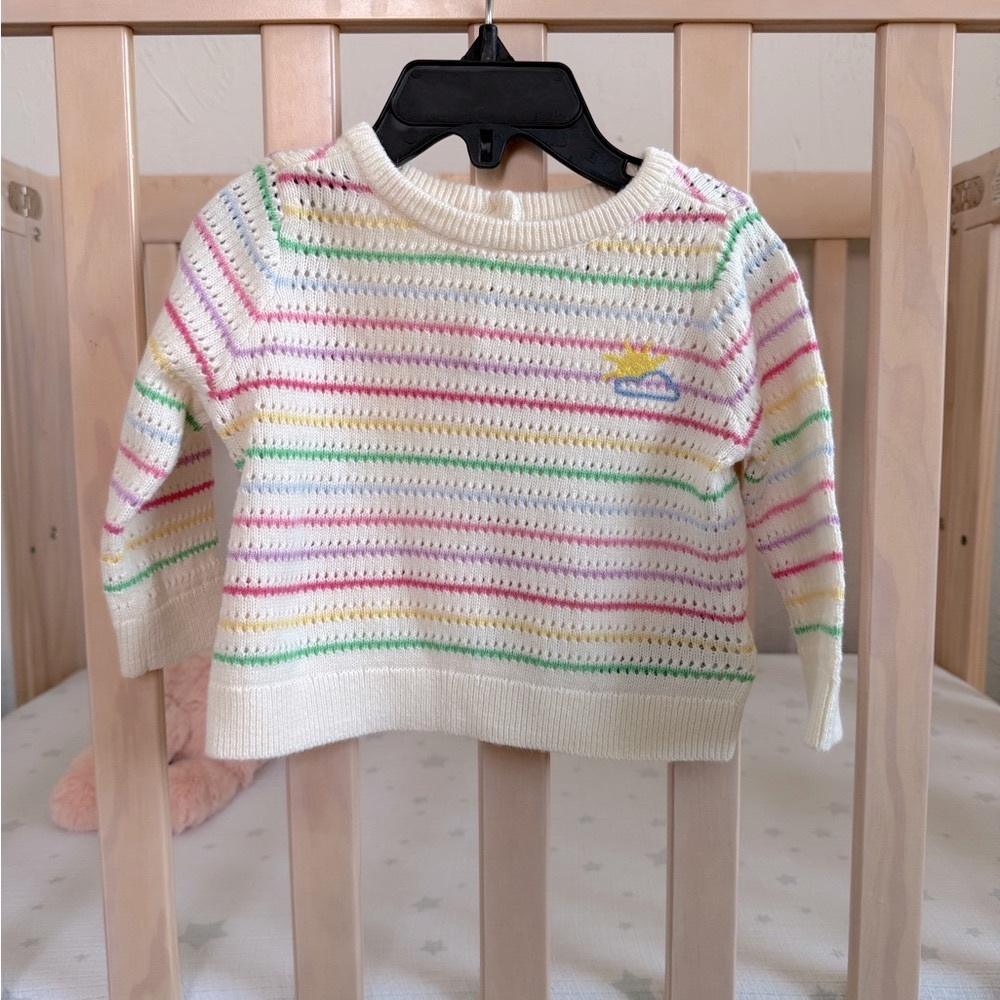 GAP Cream Sweater with Multicolor Stripes